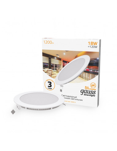 Светильник Gauss Slim круг 18W 1200lm 3000K...