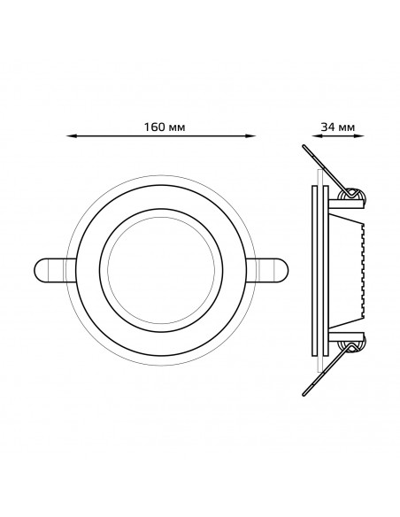 Светильник Gauss Glass круг 12W 900lm 3000K 220-240V IP20 монт Ø118 160*35 с дек стеклом LED 1/40