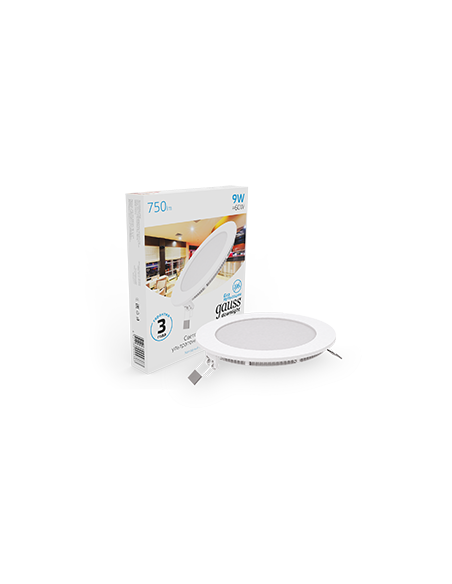 Светильник Gauss Slim круг 9W 750lm 6500K 180-265V IP20 монтаж Ø130 145*22 LED 1/20