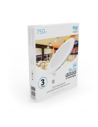 Светильник Gauss Slim круг 9W 750lm 6500K...