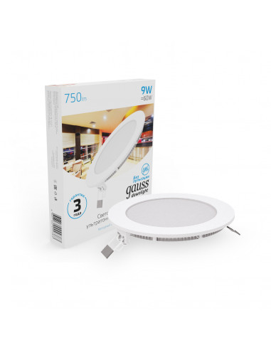 Светильник Gauss Slim круг 9W 750lm 6500K...