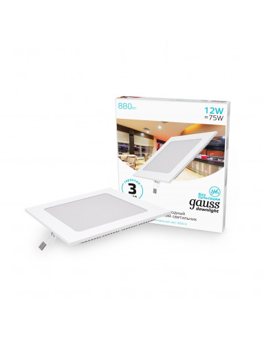 Светильник Gauss Slim квадрат 12W 880lm 4000K...
