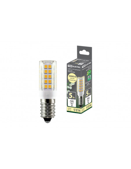 Лампа светодиодная Е14-5 Вт-230 В-3000 К, SMD, 16x54 мм TDM
