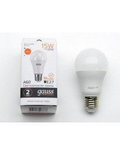 Лампа Gauss Elementary A60 15W 1320lm 3000K E27 LED 1/10/50