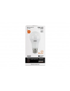 Лампа Gauss Elementary A60 20W 1520lm 3000K E27 LED 1/10/50