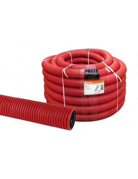 Труба гофрированная двустенная ПНД d 110 с зондом (50 м/уп.) красная TDM