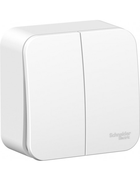 SE Blanca наруж Бел Выключатель 2-клавишный 10А, 250B, изолир. пластина, Schneider Electric, Белый