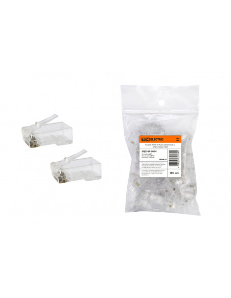 Разъем RJ-45 UTP для кабеля кат. 6, 8P8C (100шт) TDM