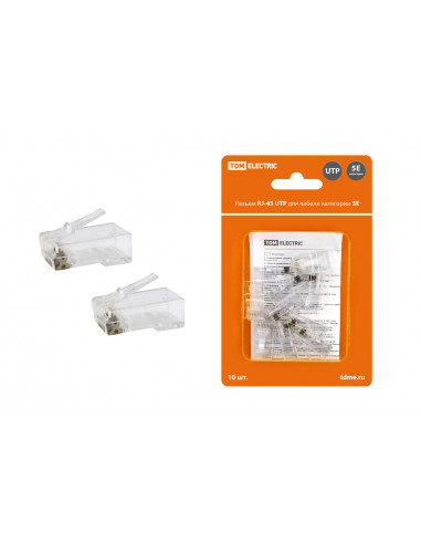 Разъем RJ-45 UTP для кабеля кат. 5Е, 8P8C в...