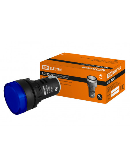 Лампа AD-22DS(LED)матрица d22мм синий 110В AC/DC TDM